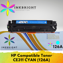 Load image into Gallery viewer, InkBright CE311A Cyan Toner Cartridge (126A)