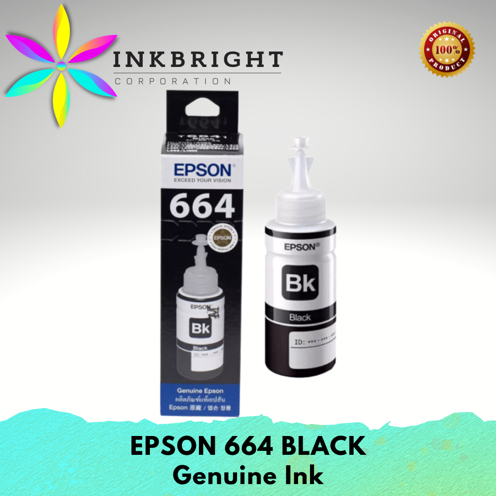 Original Epson Ink 664 Black Cyan Yellow Magenta Set (T664) - FOR PRIN ...