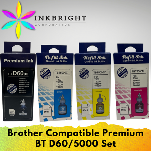 InkBright BT5000 Set Brother Compatible Ink (B/C/Y/M)