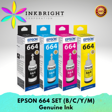 Load image into Gallery viewer, Original Epson Ink 664 Black Cyan Yellow Magenta Set (T664) - FOR PRINTER L210 L100 L120 L220 L130 L1300 L555 L382 L360