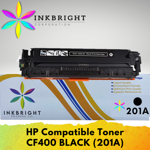 InkBright CF400A Black Toner Cartridge for Printer Laserjet Pro M252dn 252n 277dw 277n 274n (CF 400a CF400  201A)