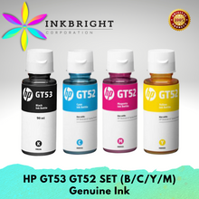 Load image into Gallery viewer, Original HP GT 53 + GT 52 Black Cyan Yellow Magenta Set (HPGT52 HPGT53 HP GT53 HP GT52) Ink for HP 515, 310, 115 Ink Tank Printers