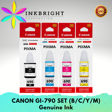 Load image into Gallery viewer, Original Canon GI 790 Ink Black Cyan Yellow Magenta SET - For Gseries Printer G1000 G1010 G2010 G2000 to G4000 (GI790 GI-790)