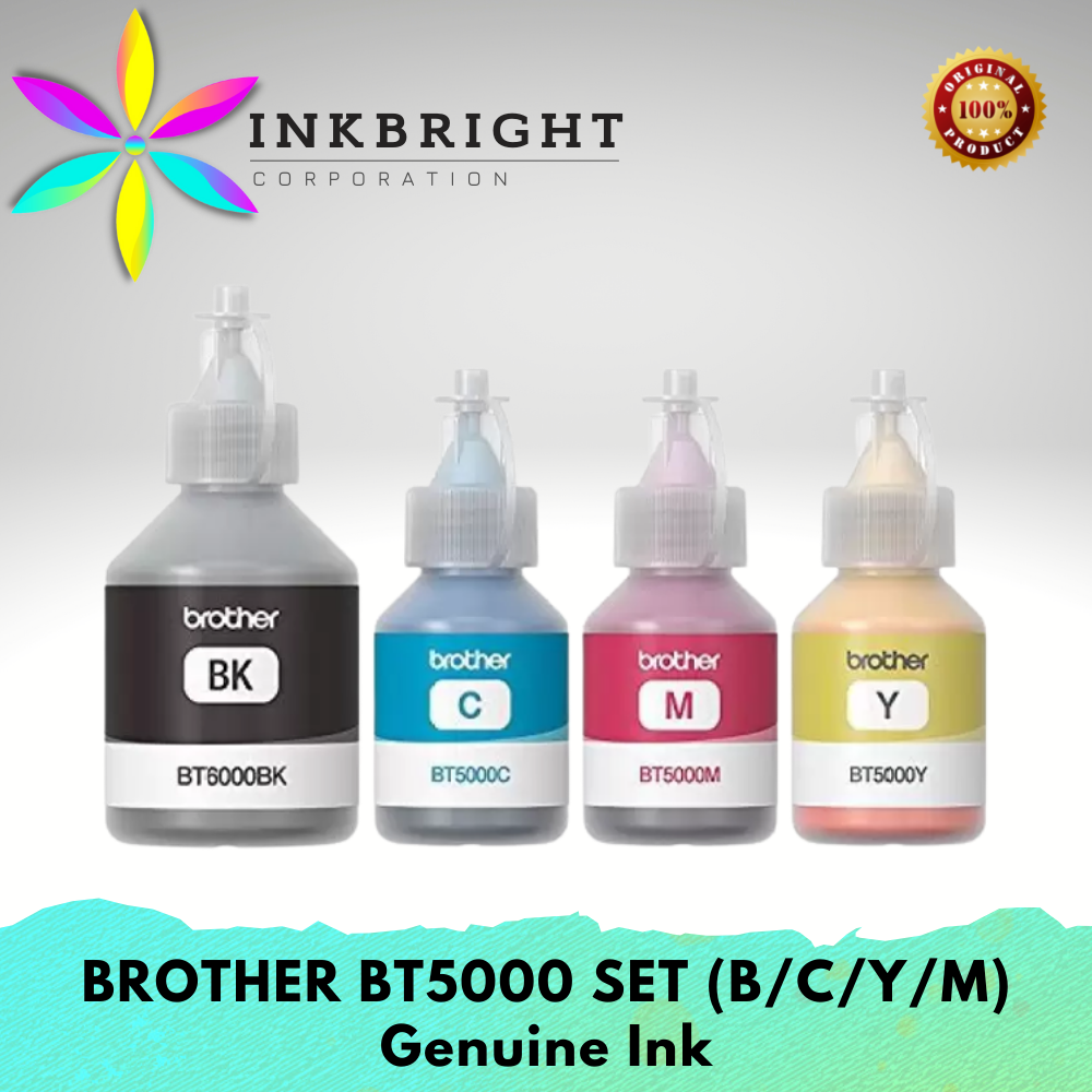 Original Brother Ink Set of 4 Colors BTD6000BK BT5000C BT5000M BT5000Y - FOR PRINTER DCP- T310 T510W T710W MFC-T810W MFC-T910W