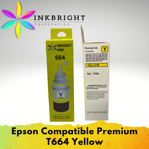 InkBright 664 Set Black Cyan Yellow Magenta Epson Compatible (T664) - FOR PRINTER L210 L100 L120 L220 L130 L1300 L555 L382 L360