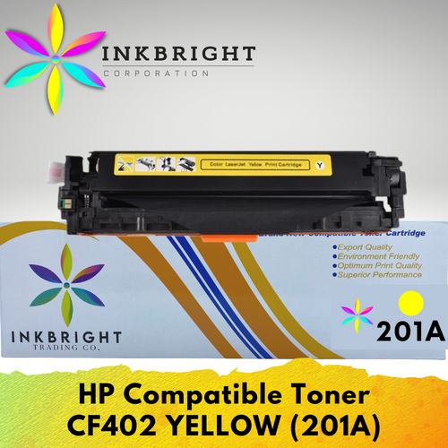 InkBright CF402A Yellow Toner Cartridge for Printer Laserjet Pro M252dn 252n 277dw 277n 274n (CF 402a CF402  201A)