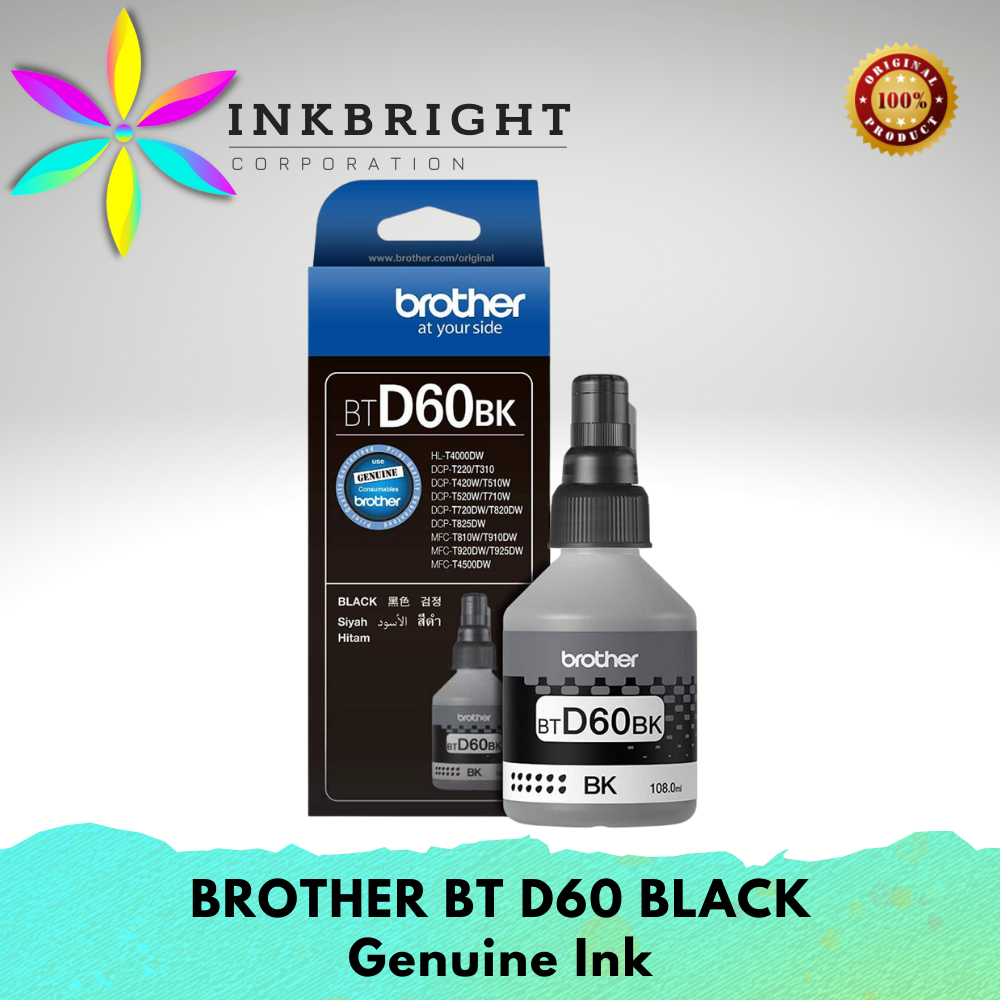 Brother INK BTD60BK BLACK | 6500PGS | DCP T510W/DCP T710W/MFC T910DW Brother INK BTD60BK BLACK | 6500PGS | DCP T510W/DCP T710W/MFC T910DW