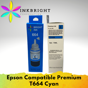 InkBright 664 Set Black Cyan Yellow Magenta Epson Compatible (T664) - FOR PRINTER L210 L100 L120 L220 L130 L1300 L555 L382 L360