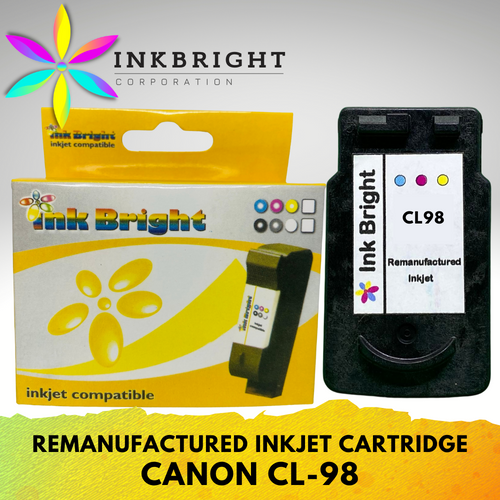 InkBright CL-98 Tri-Color Ink Refillable (CL 98 CL98)