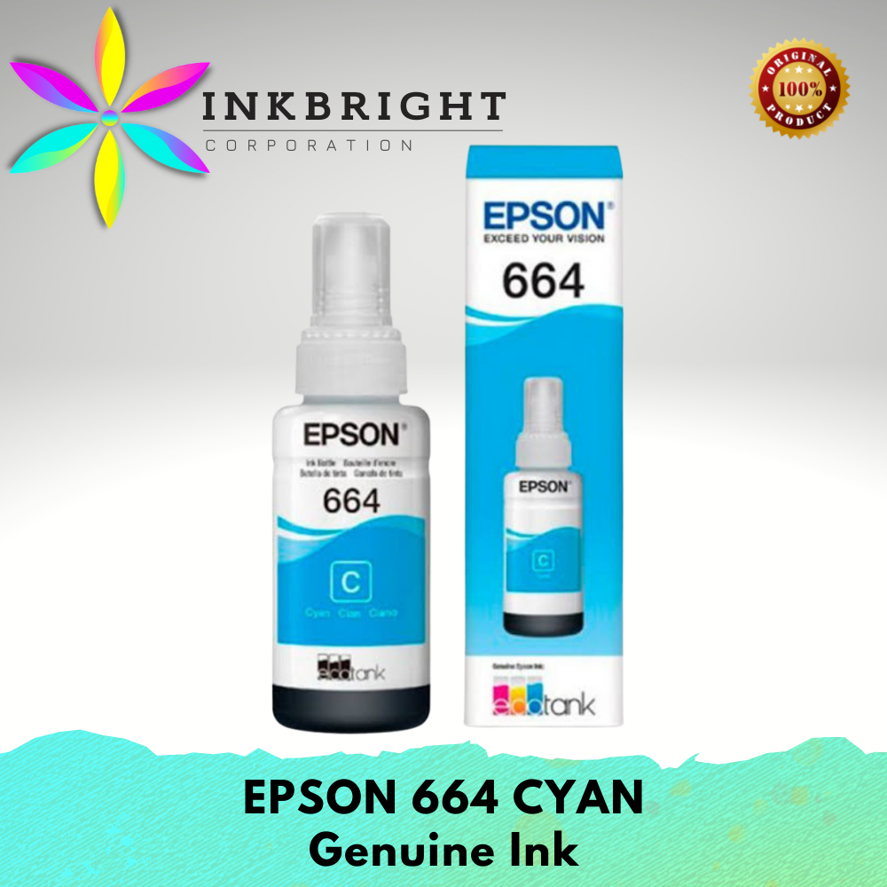 Original Epson Ink 664 Black Cyan Yellow Magenta Set (T664) - FOR PRIN ...