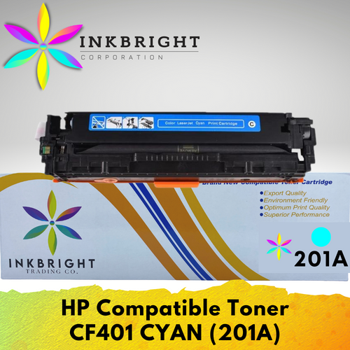 InkBright CF401A Cyan Toner Cartridge for Printer Laserjet Pro M252dn 252n 277dw 277n 274n (CF 401a CF401  201A)